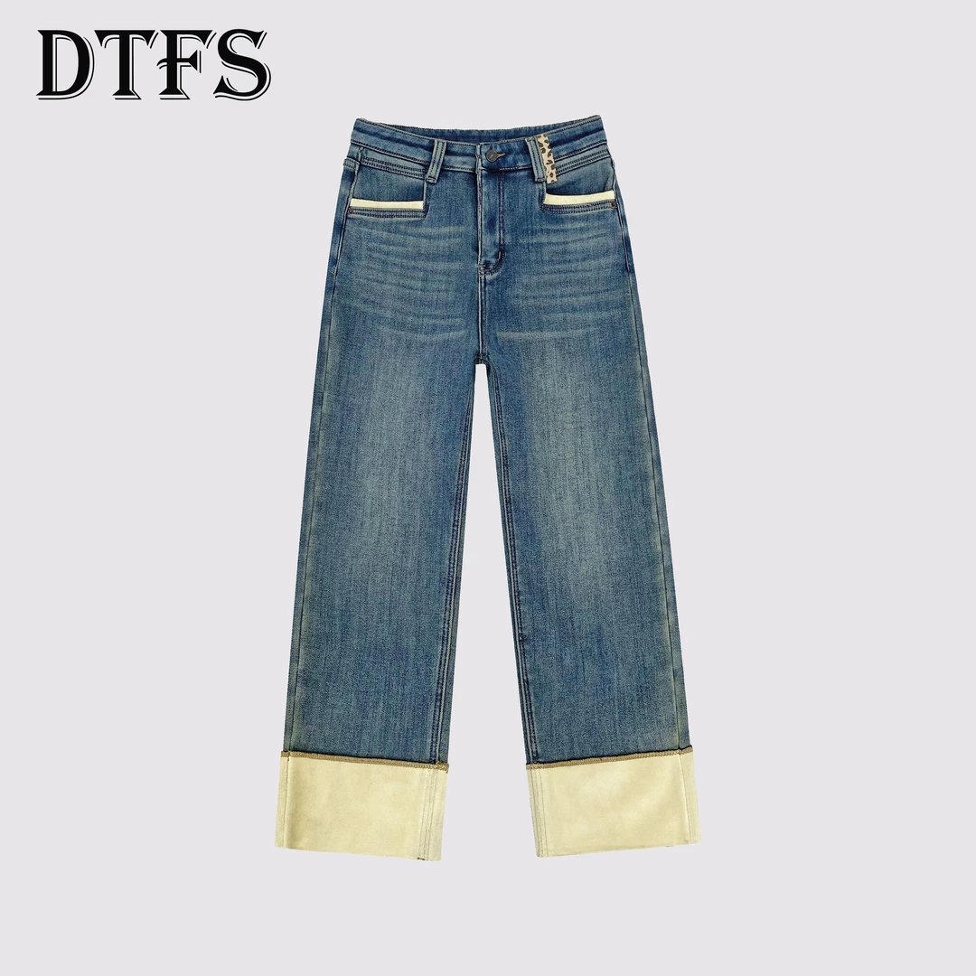 韩系显瘦百搭加厚设计浅色烟管裤女冬新款简约小直筒裤T5015-1