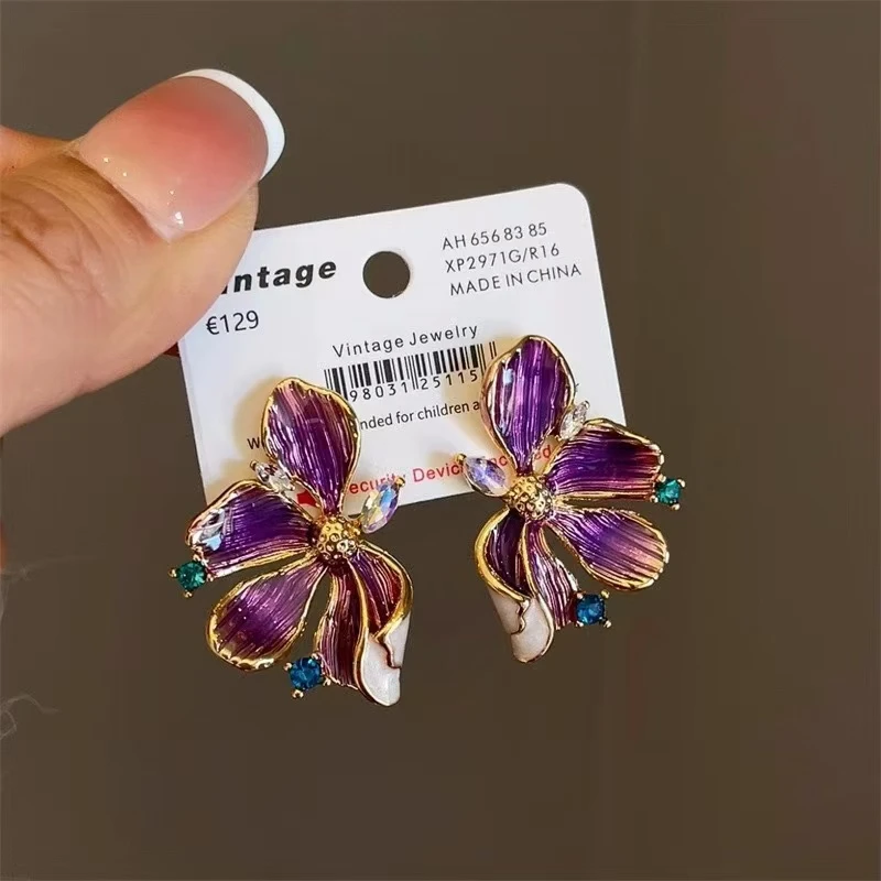 铜合金耳饰 【8301】小众新款港风花朵耳环轻奢高级感独特气质耳饰