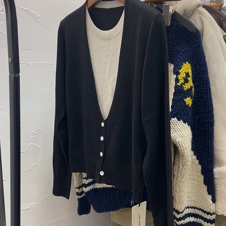 黑色假两件针织衫 S1