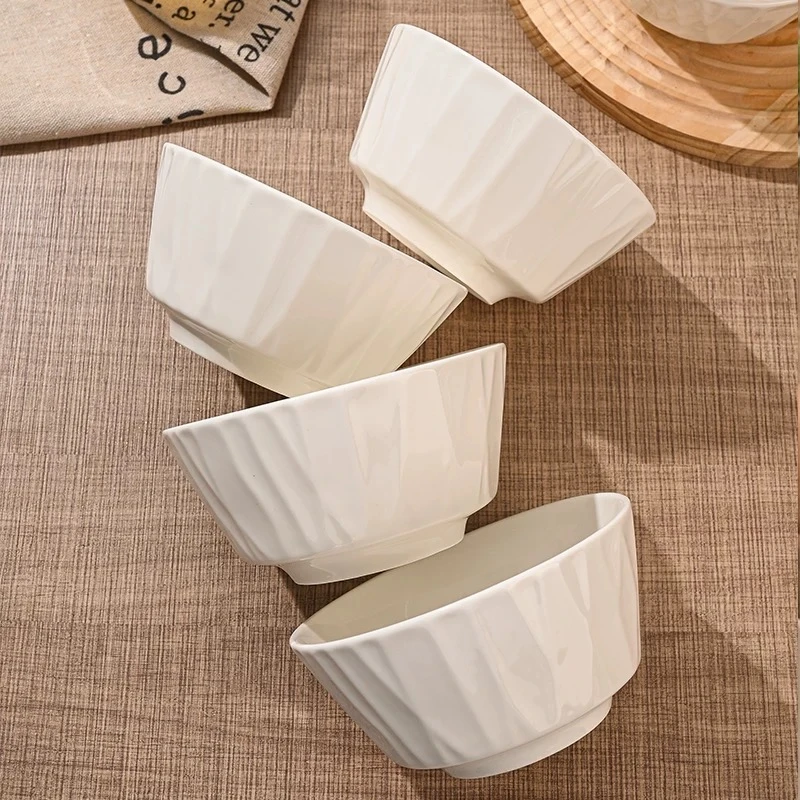 【佰陶匠】10只4.5英寸纯白琉璃碗家用陶瓷餐具米饭碗网红款小碗