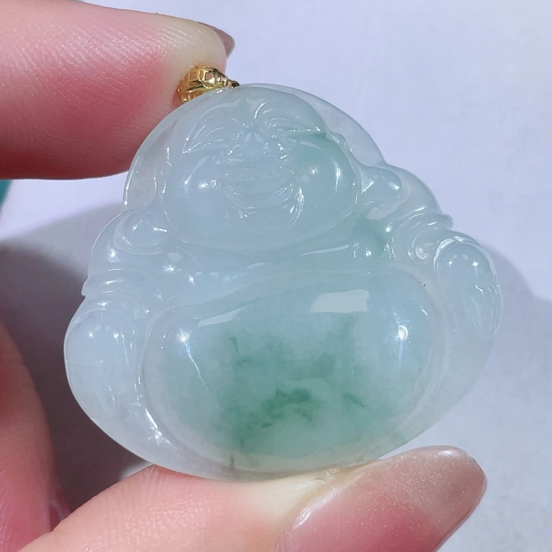 颈饰18K金镶嵌翡翠佛公