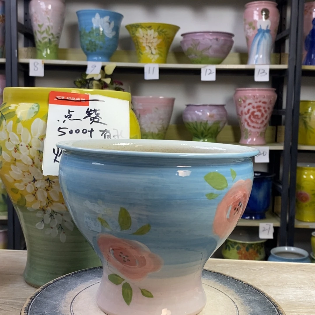 景德镇手工手绘陶瓷花盆