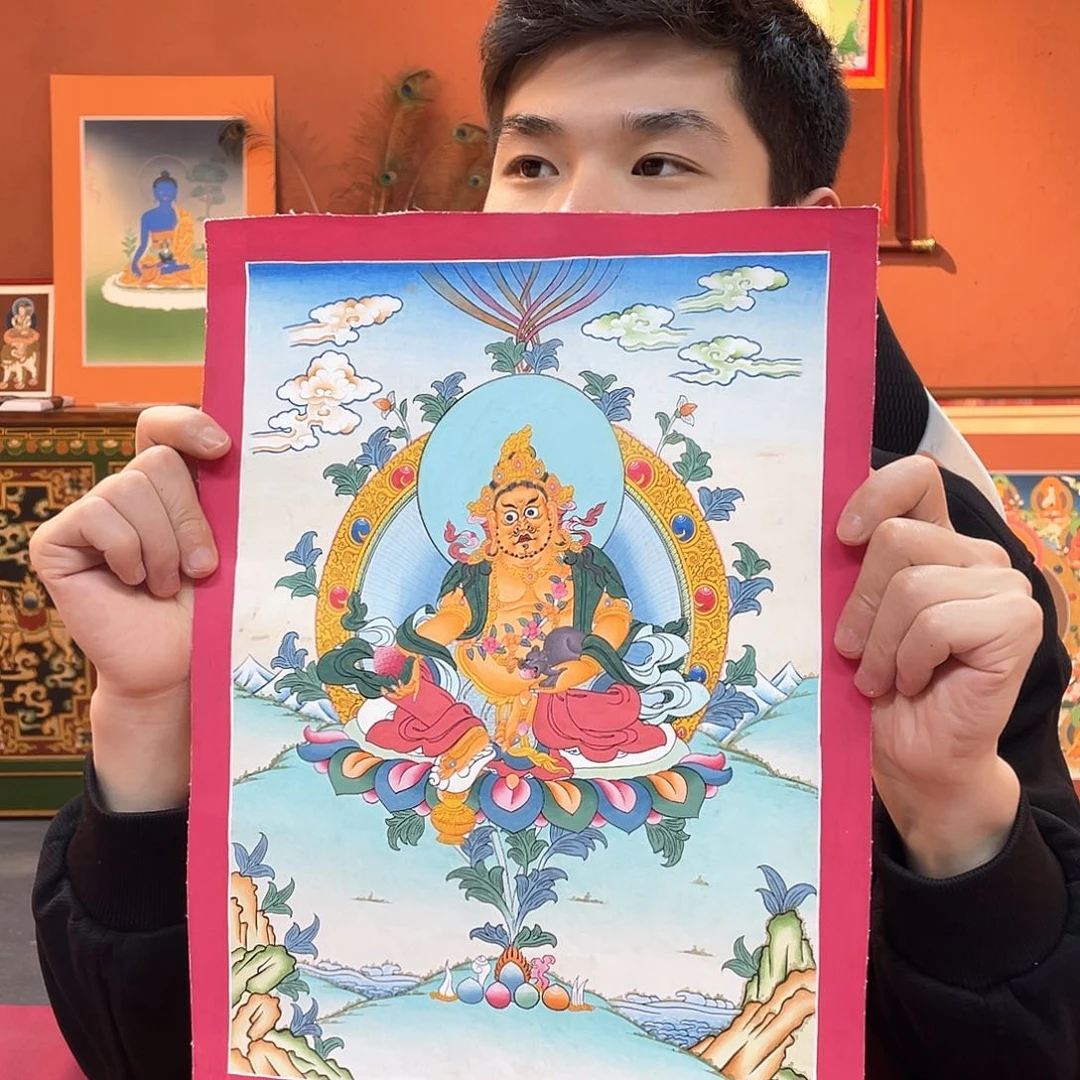 装裱画50×75纯手绘彩绘黄财