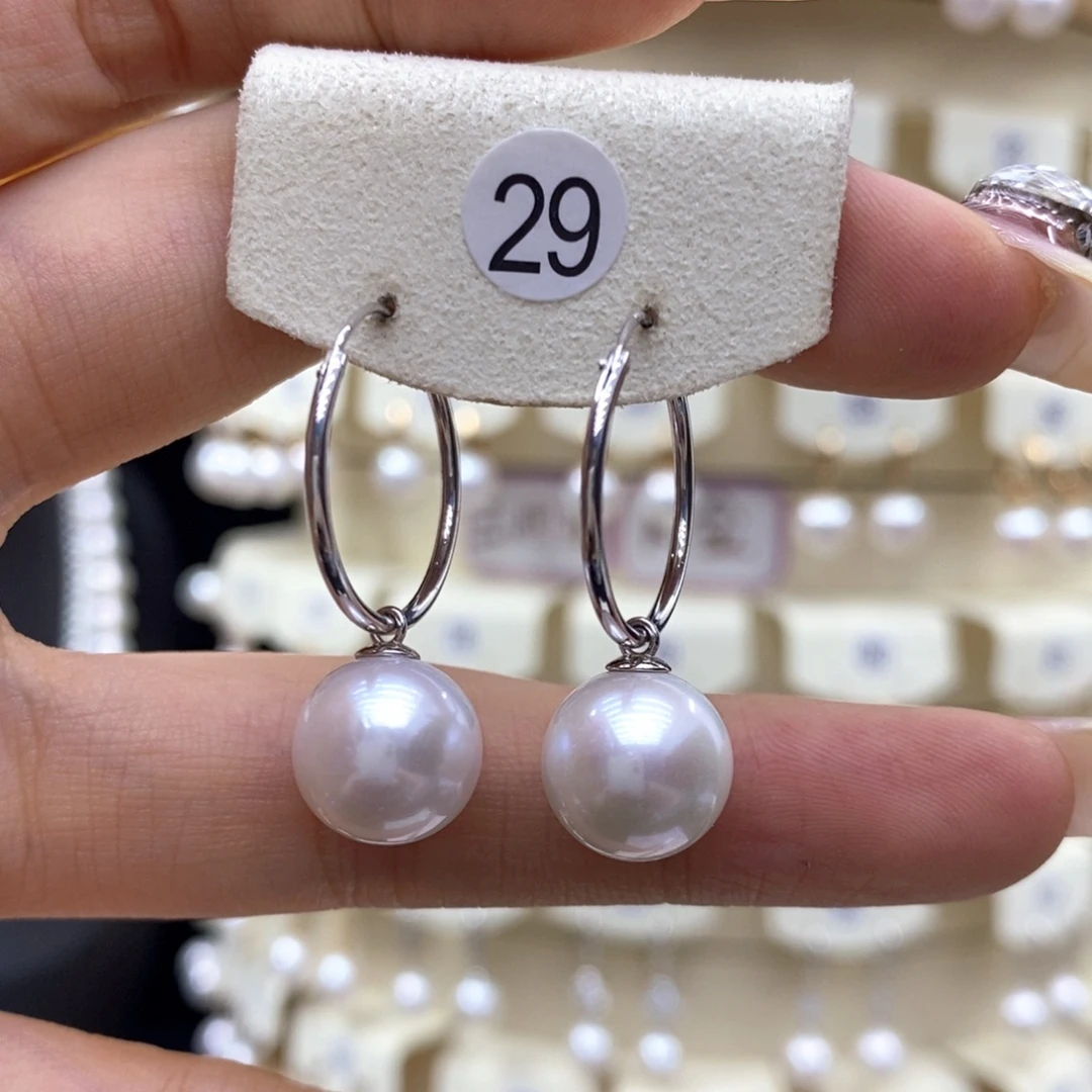 银S925镶嵌耳饰淡水珍珠