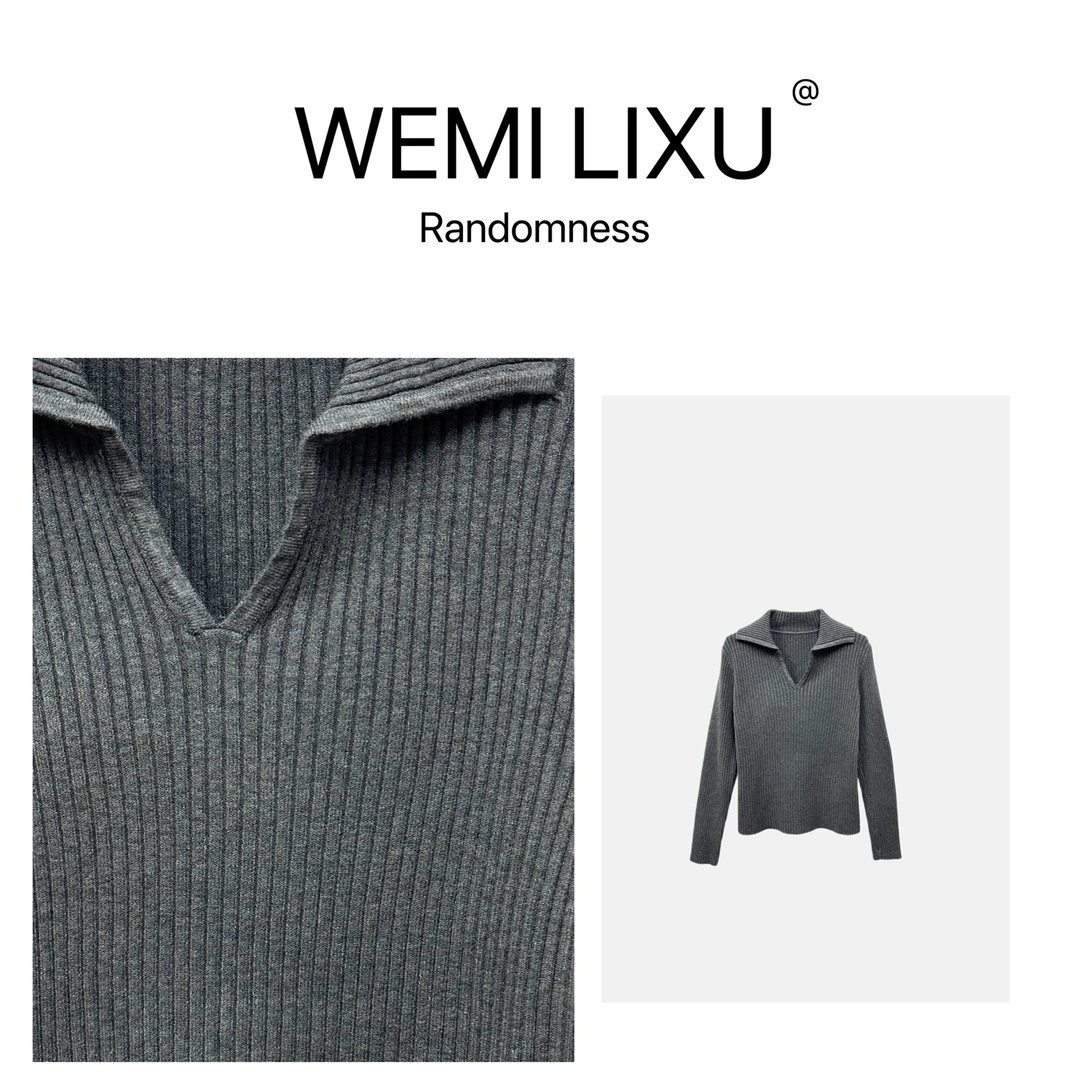WEMI LIXU“那不勒斯“秋冬时尚百搭女装V领长袖针织衫修身显瘦3262