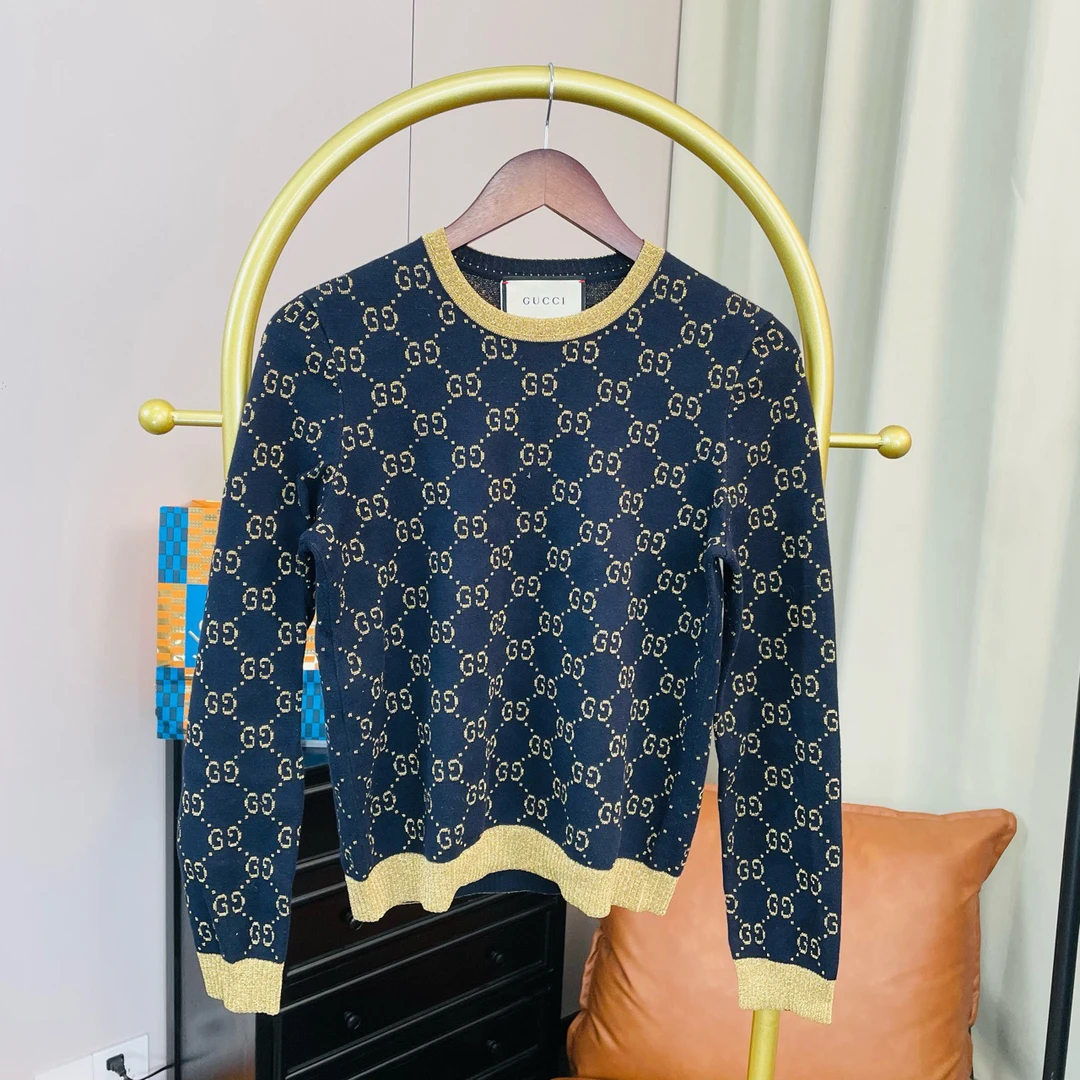 99新 GUCCI/古驰 黑金满印长袖 M码 99新