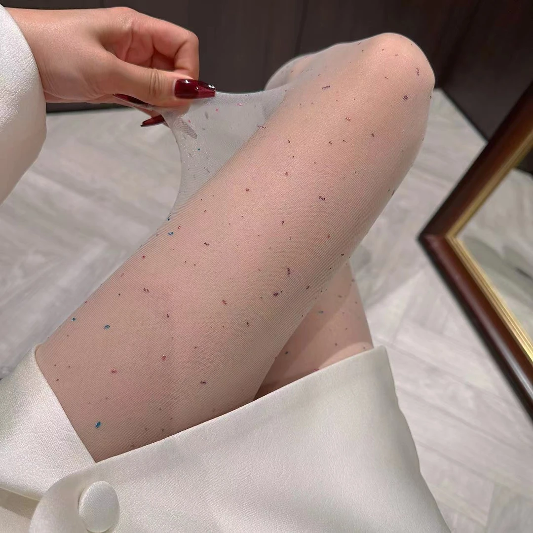 【wyd小樱桃】彩色波点白色丝袜连体袜