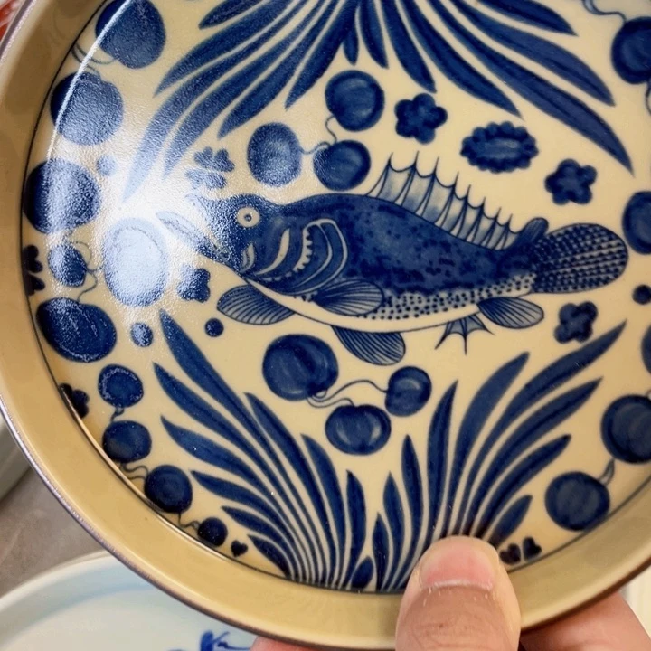 瓷片2号釉鱼藻纹壶承
