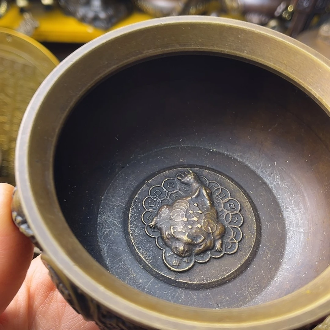 原矿风磨铜精雕摆件