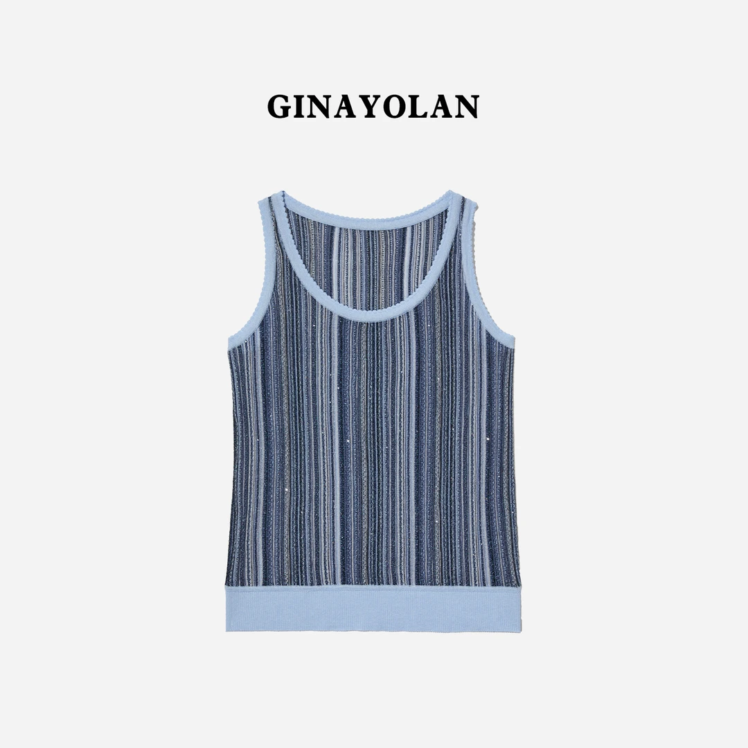 GINAYOLAN/瑾颜 【设计师系列】意大利进口亮闪纱线时尚彩色背心