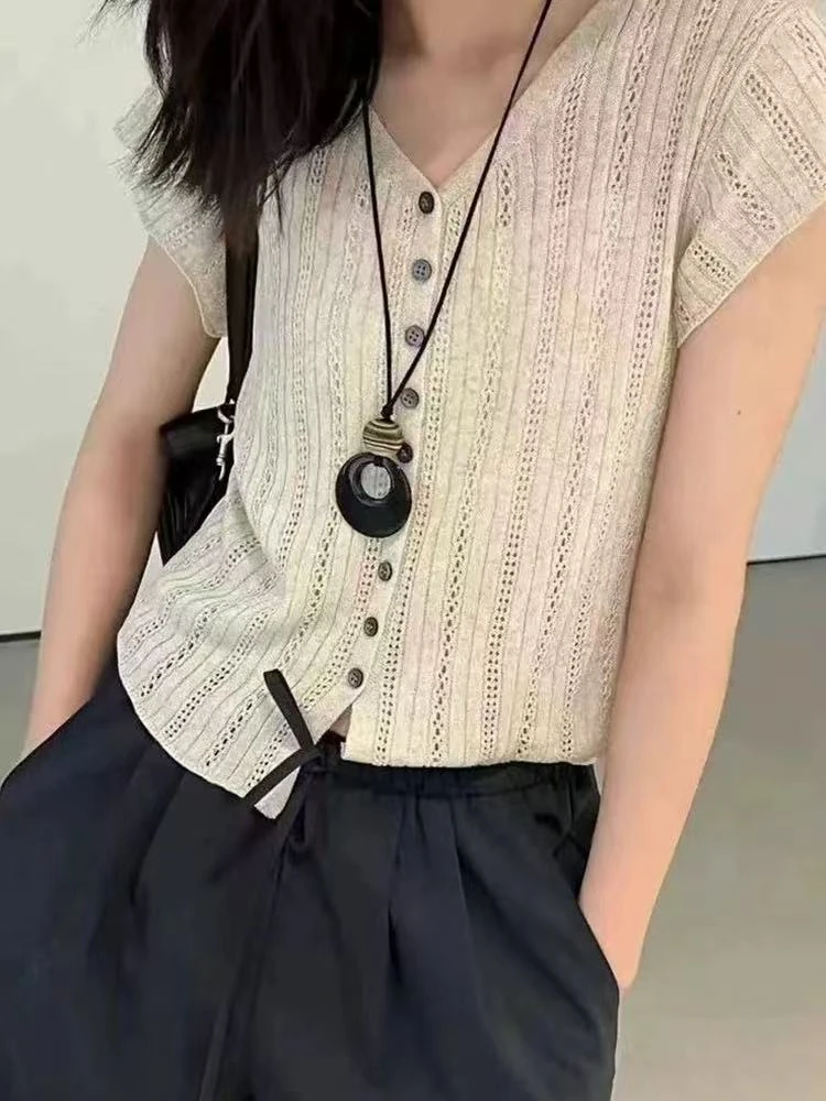 丽丽家~226气质白色洋气时尚百搭夏季镂空上衣
