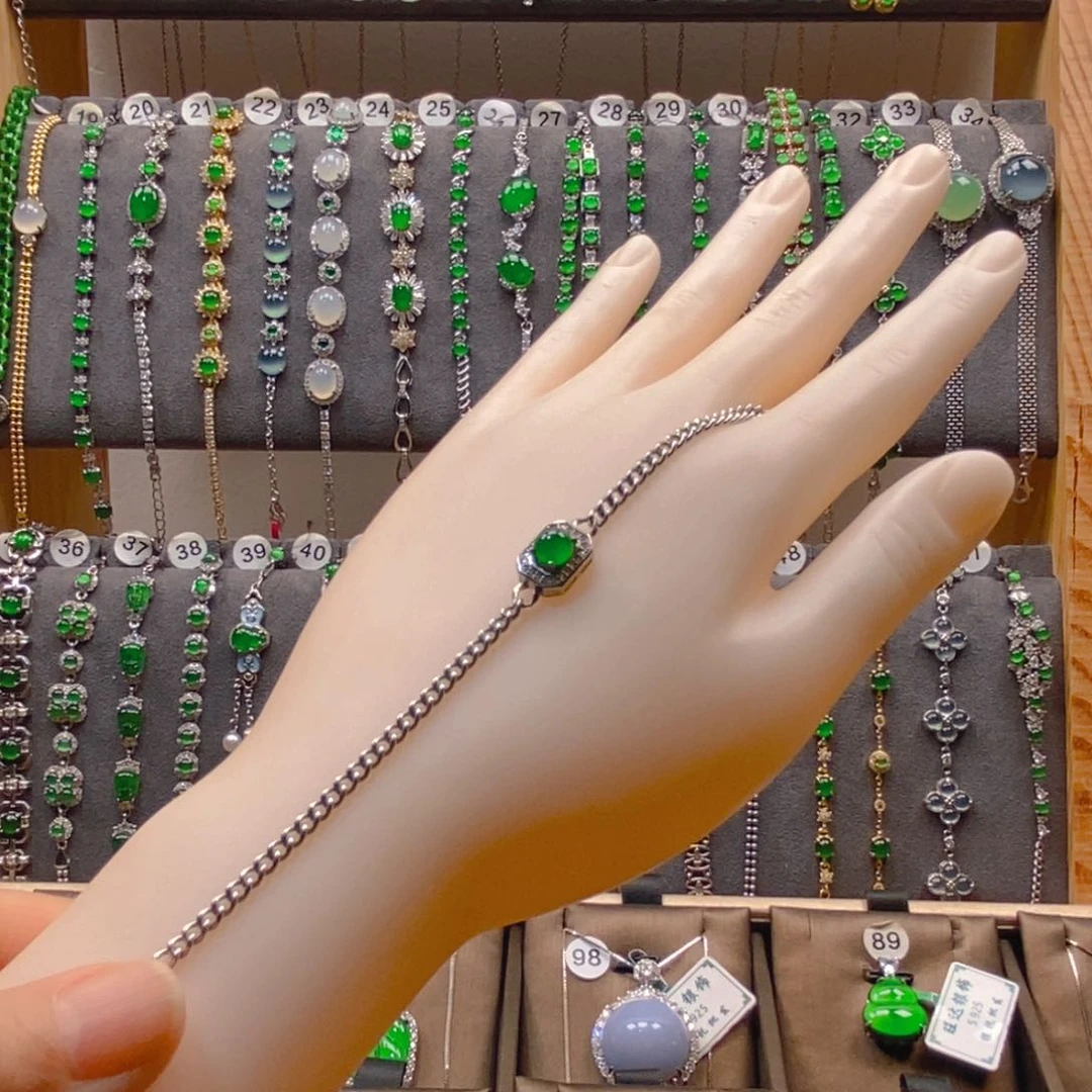 颈饰银S925镶嵌翡翠翡翠手链