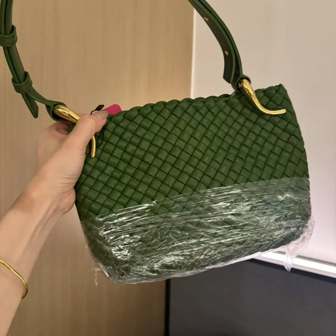 95新 BOTTEGA VENETA/葆蝶家 绿色编织手提包/非真假不退补不换