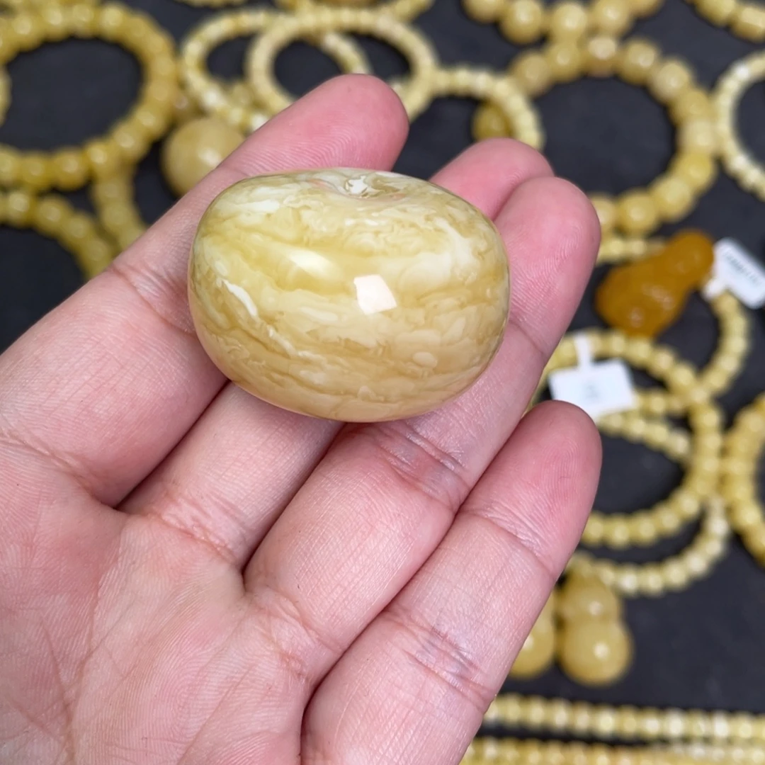 蜜蜡未镶嵌裸石虎皮纹千层雪蜜蜡平安扣