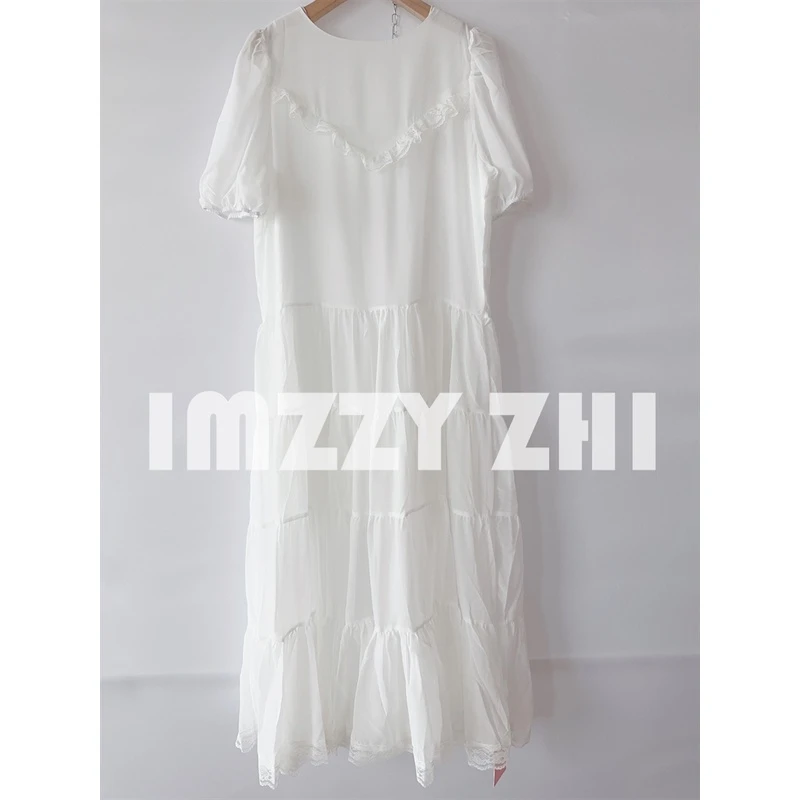 【张静芝】公主风立体花边设计泡泡袖夏季连衣裙