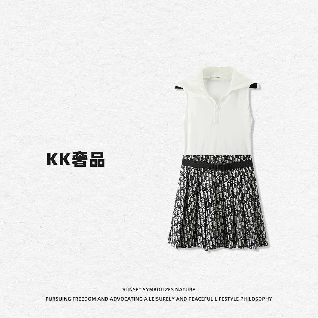 KK【都市简影】2500128夏季时尚Polo领无袖高档洋气轻奢连衣裙