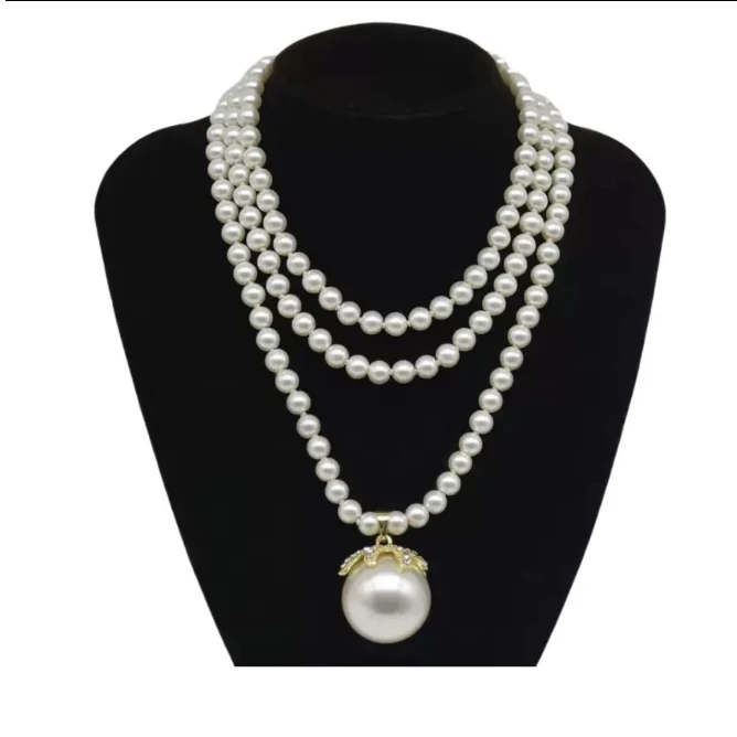 非金属仿珍珠项链 【鑫蕾】法式气质珍珠多层叠戴长款配饰00583