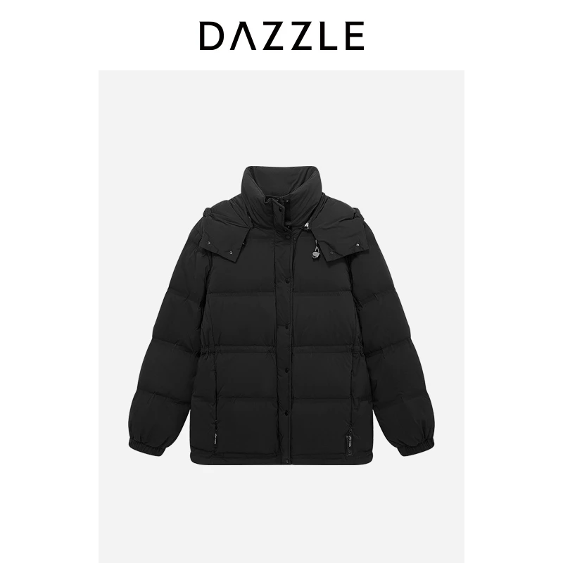 DAZZLE 地素羽绒服冬季黑色鹅绒羽绒服2I4K366