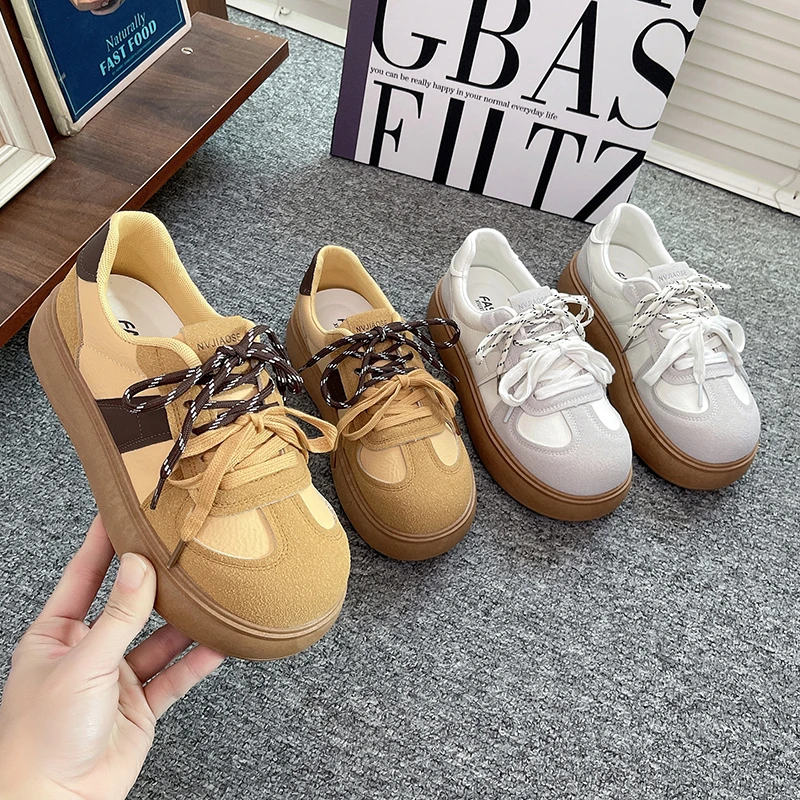 复古德训鞋女2025年春季新款爆款厚底增高小白鞋软底休闲运动板鞋