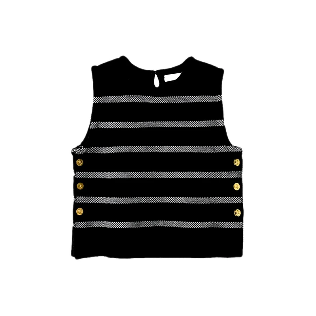 D迪厚实秋冬马甲撞色条纹圆领背心休闲气质显瘦百搭坎肩上衣