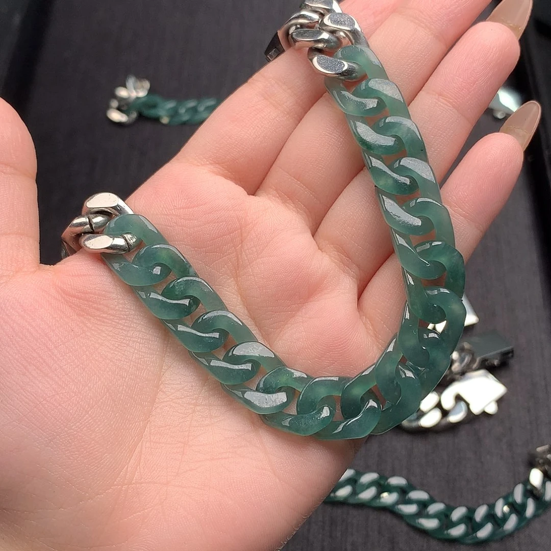 对***点翡翠未镶嵌手链012