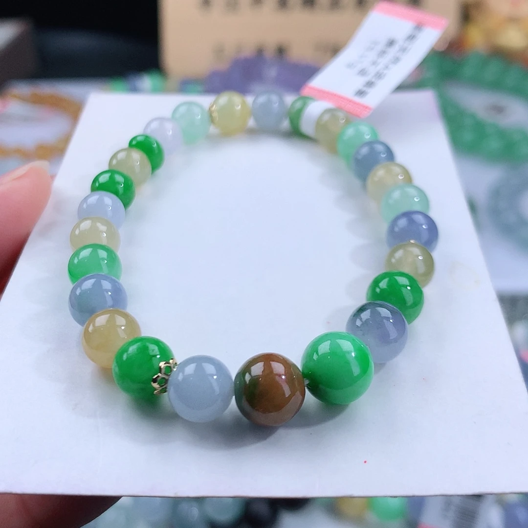 翡翠手链未镶嵌卡6.6-8.1mm