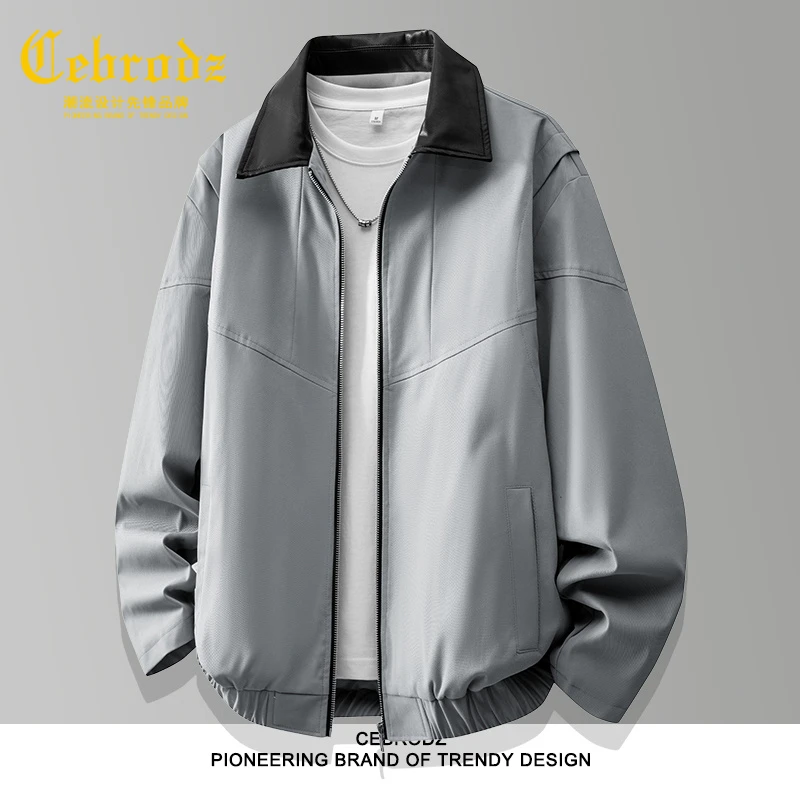 法国Cebrodz男士潮流夹克秋冬季痞帅休闲外套复古商务夹克翻领男