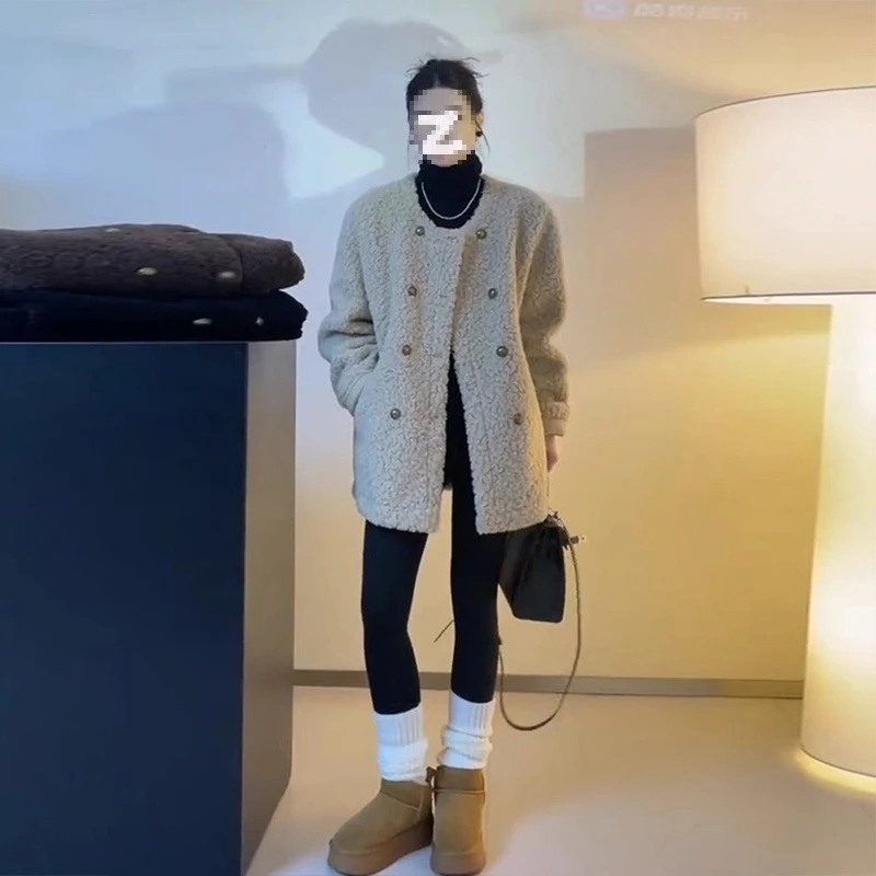 深秋初冬羊羔绒加厚外套女秋冬新品小个子香风摇粒绒上衣