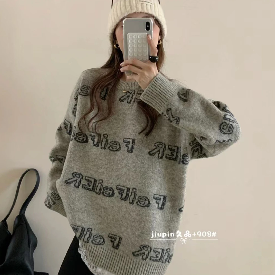 ZEMALA｜蕾丝拼接款宽松版logo毛衣