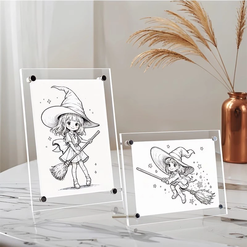 水晶相框亚克力摆台明信片展示架六6寸7双面透明空框照片装裱画框