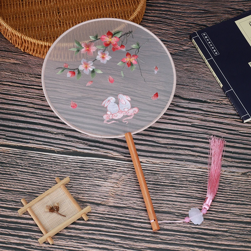 【樱花兔】苏绣团扇古风刺绣扇子