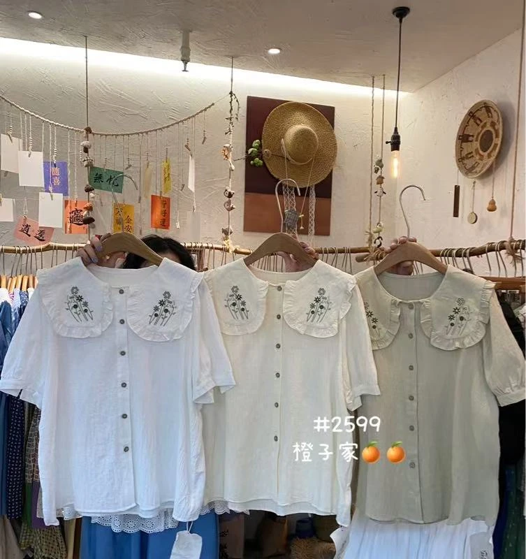 CZ（2599）日系时尚刺绣衬衫 kc