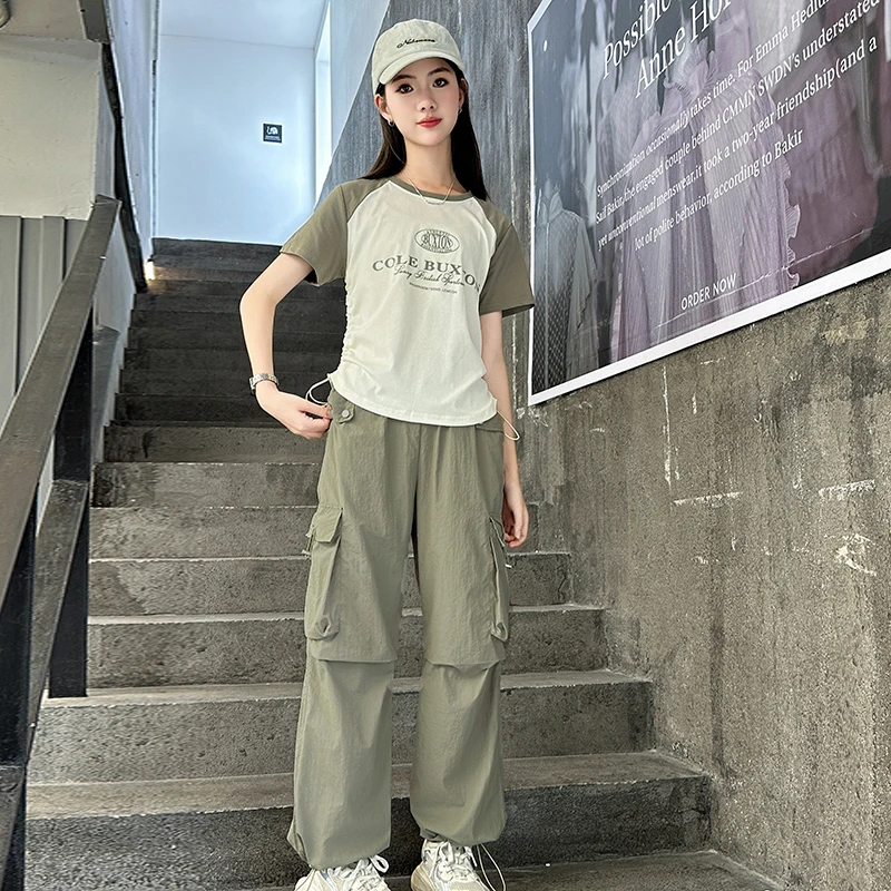 女大童工装裤套装夏装2025新款儿童装洋气网红潮酷女童夏季两件套