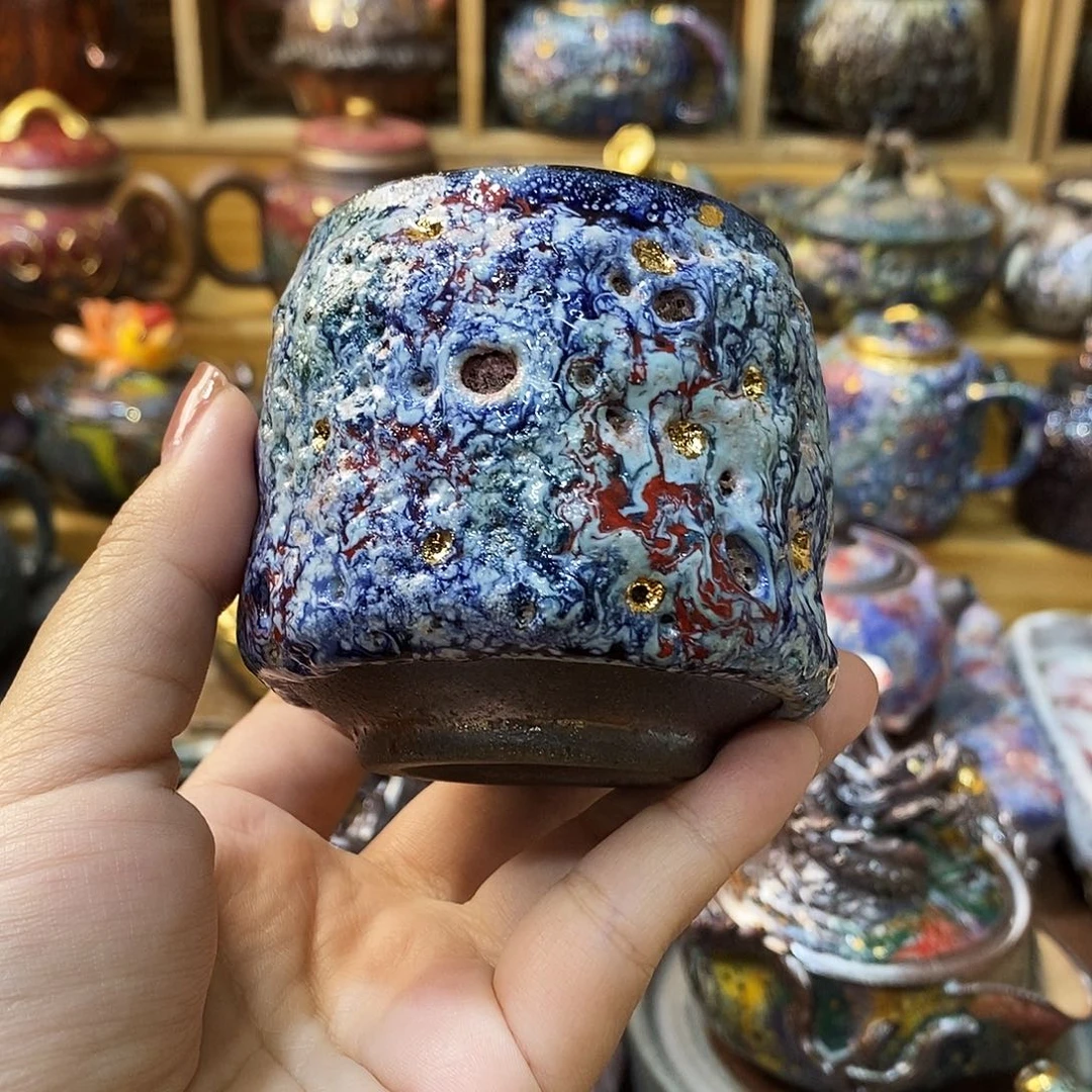 志野柴烧古喜茶器