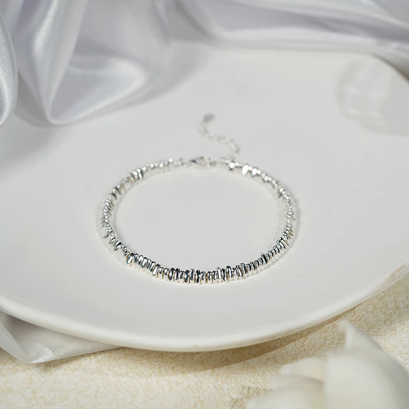 顺钦银楼 925银手链 【秋实】碎银子手链时尚碎银几两手串银链子