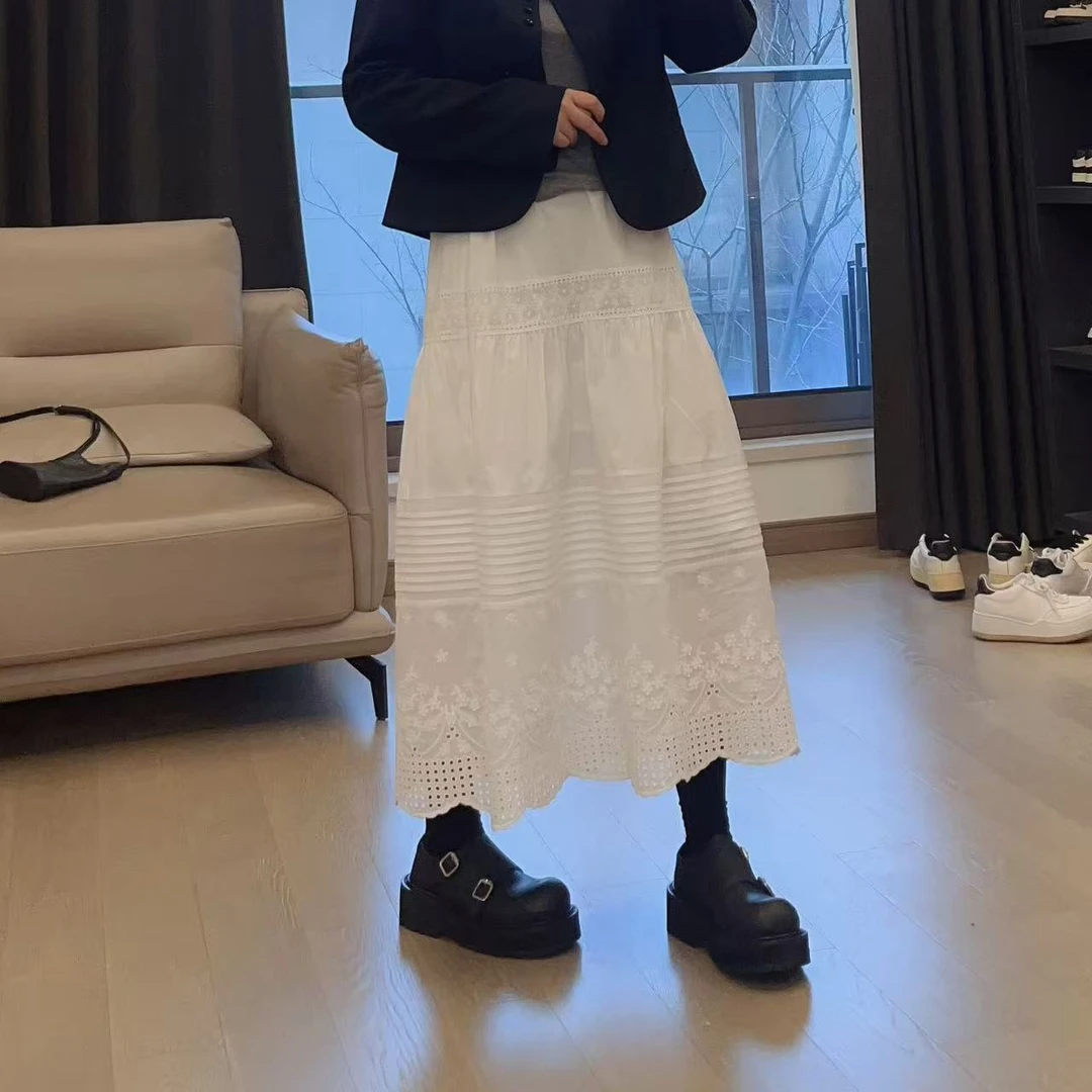 【高端】火爆款蕾丝花边蓬蓬花苞长裙松紧腰气质显瘦遮腿百搭半身裙