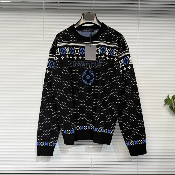 未使用 LouisVuitton/路易威登 SS25 提花棋盘格 羊毛衫 M码 a700