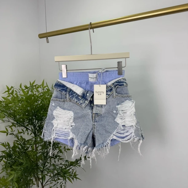 99新 Alexander Wang 亚历山大王 双腰牛仔短裤 24码/98新/无配