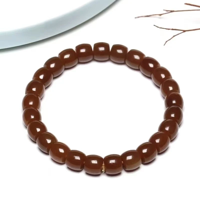 天然和田玉糖料直切手串玉质细腻颗颗饱满男女情侣款简约时尚大气