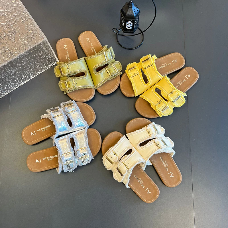 2025夏季新款外穿拖鞋女时尚百搭学生女士平底软底拖鞋一字拖