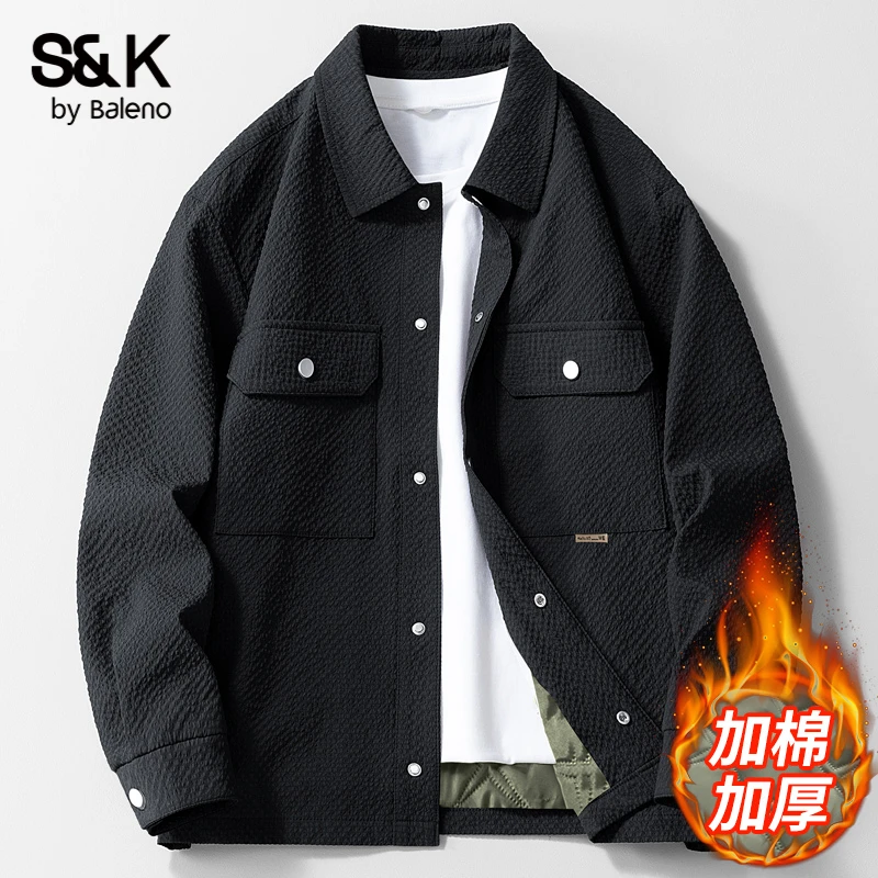 班尼路S&K加棉加厚工装夹克男士2025秋冬季新款宽松百搭休闲外套