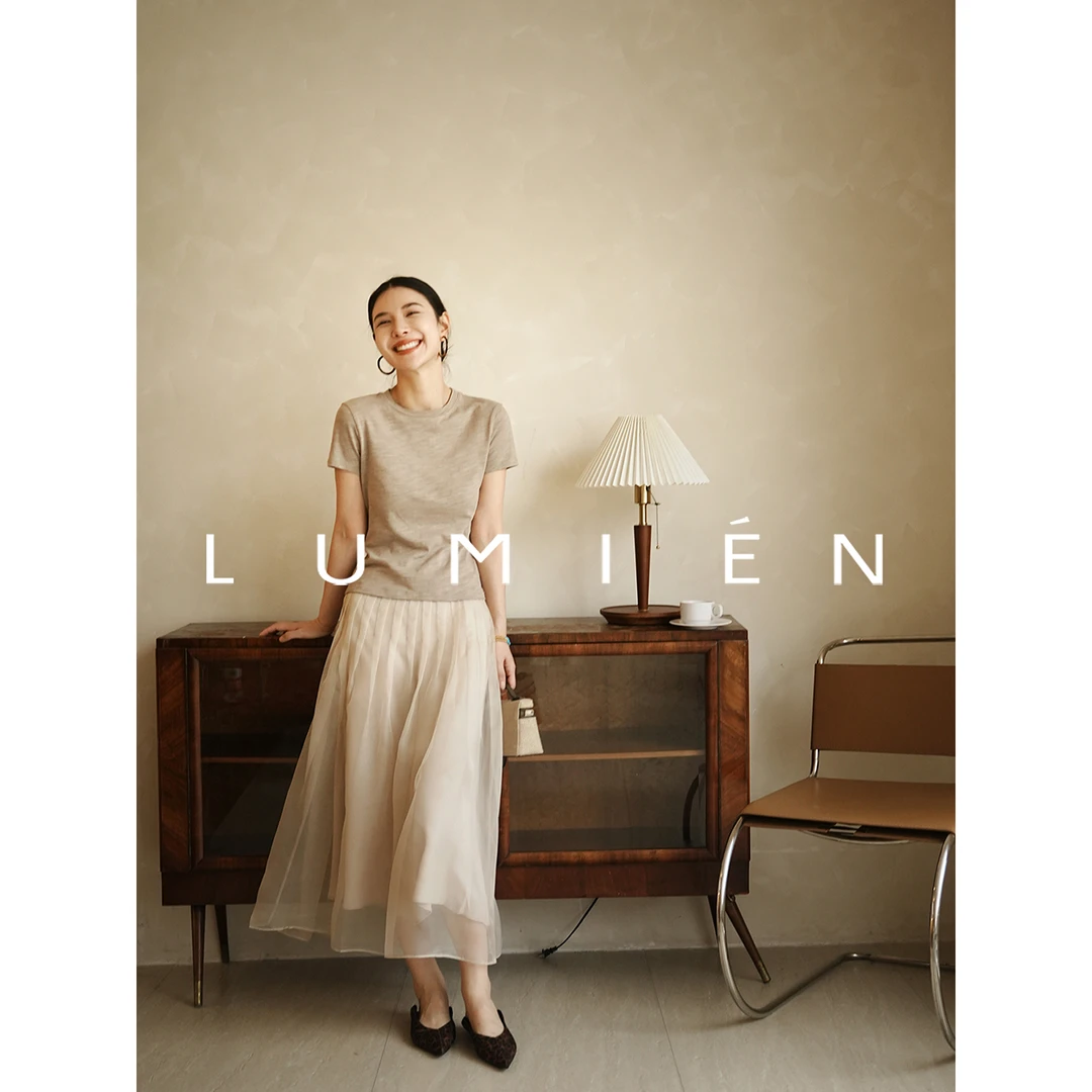 【LUMIEN】“常春藤”卡其色纯棉T恤LX5ETT78