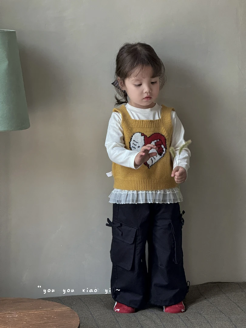 女童毛衣背心套装2025设计师原创秋季儿童洋气中小童休闲三件套