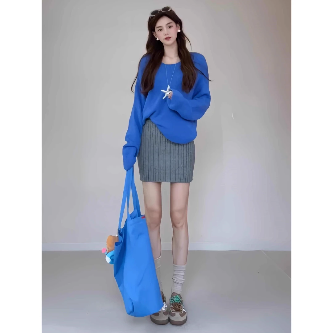 秋冬穿搭一整套2025小香风大方得体巨好看高级感针织毛衣短裙套装