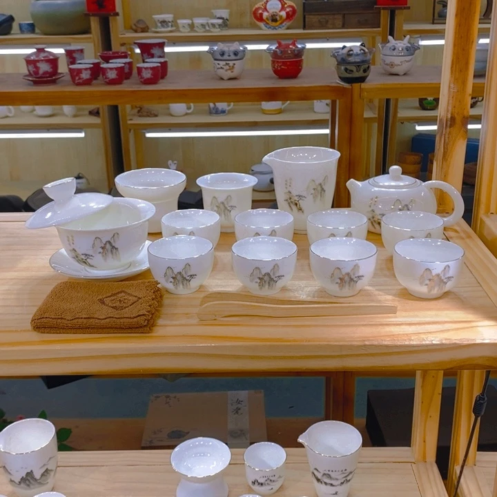 【不止】羊脂玉瓷茶具套装