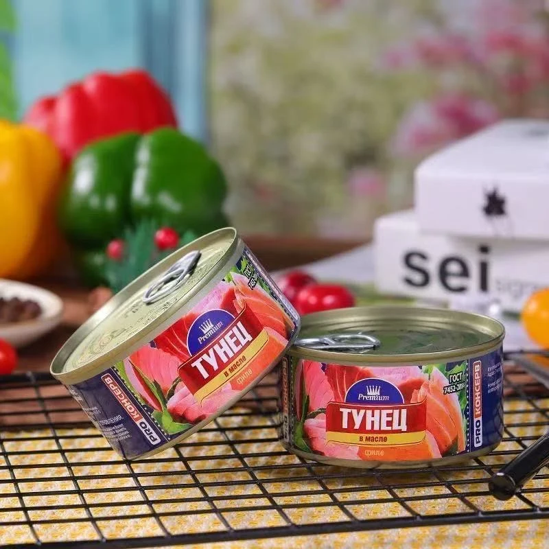 (拍1发4)口岸直发俄罗斯正品原装进口蓝鳍金枪鱼罐头185克/罐