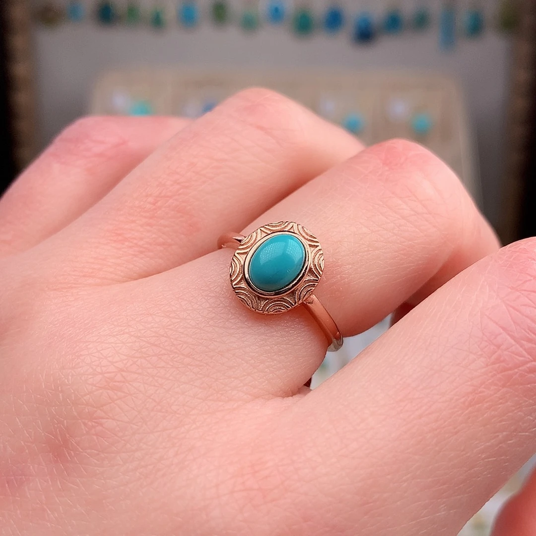 绿松石戒指银S925镶嵌