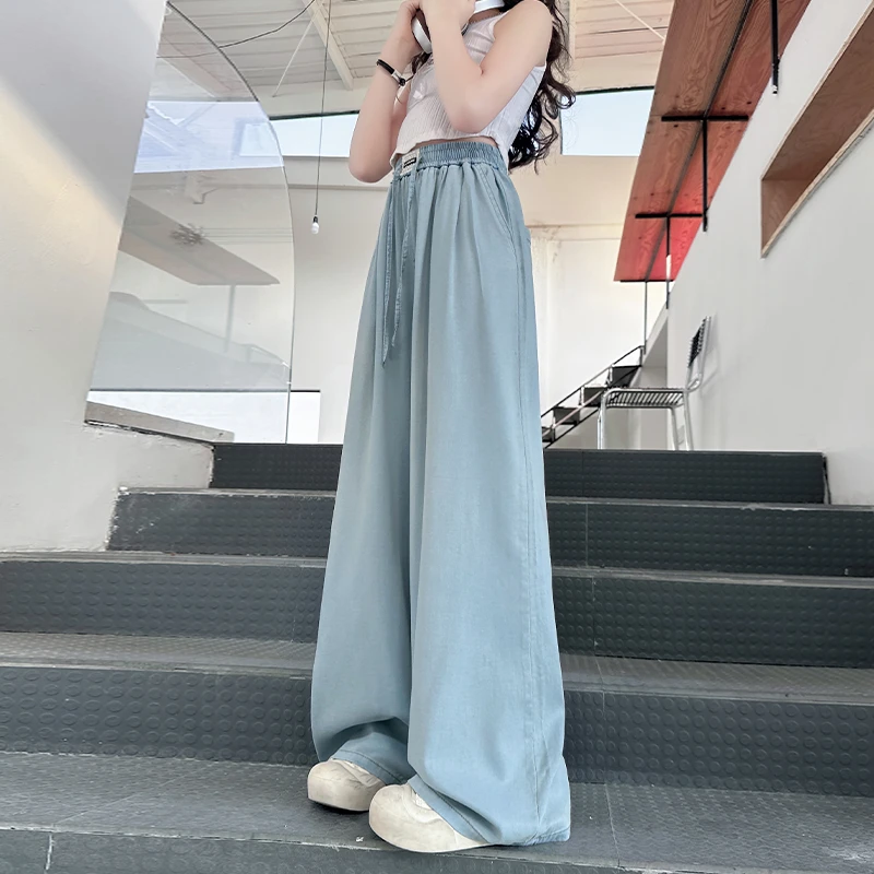 女童牛仔裤夏季2025新款儿童薄款休闲裤子夏装中大童软牛仔阔腿裤