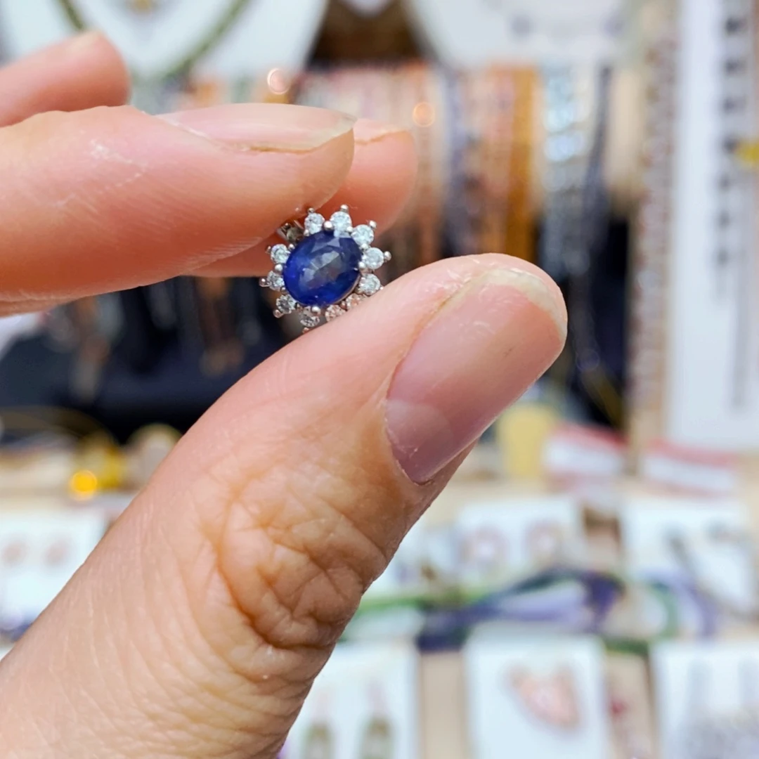蓝宝石戒指银S925镶嵌
