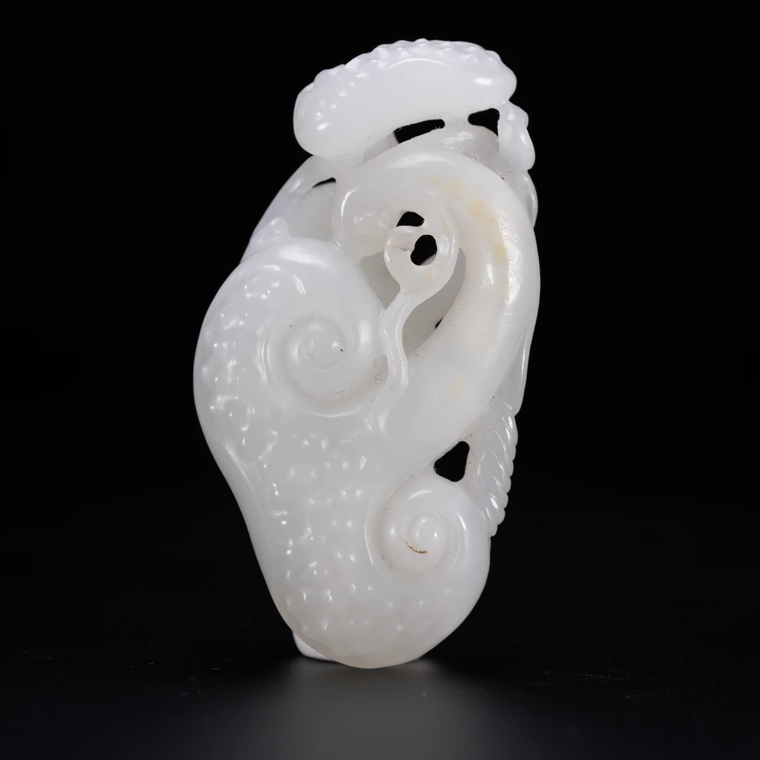 【6】臻藏·和田白玉留皮灵芝把件【玉石拍卖】